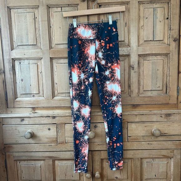 Sweaty Betty Womens XXS Fireworks Print The Contour Leggings Workout Gym Sporty‎ - Picture 1 of 7